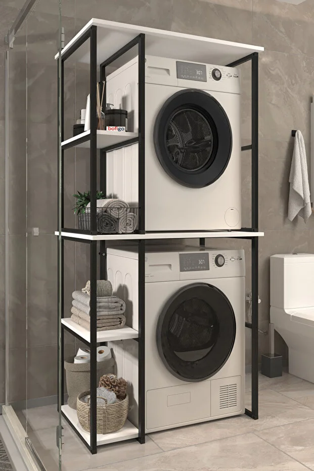 Çamaşır Makinesi Dolabı Kurutma Makinesi Dolabı Metal Banyo Dolabı Mısra Beyaz